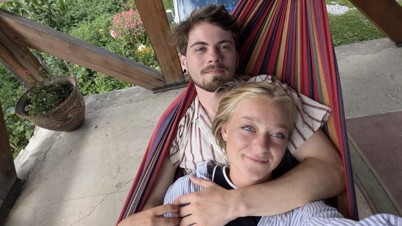 Us in a hammock in Mestia